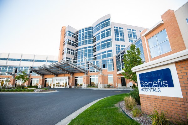 Exterior view of Benefis Hospital in Great Falls, MT