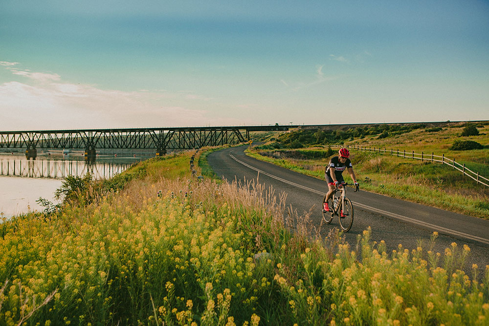 cycling along River's Edge Trail in Great Falls MT