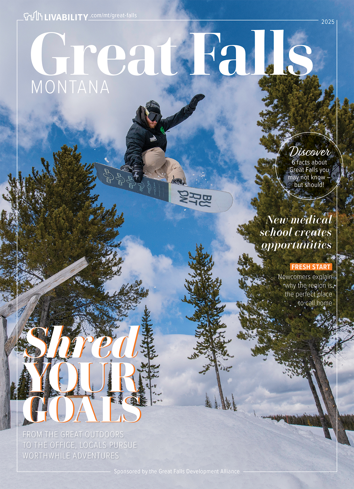 A person on a snowboard in the air jumping while grabbing the snowboard